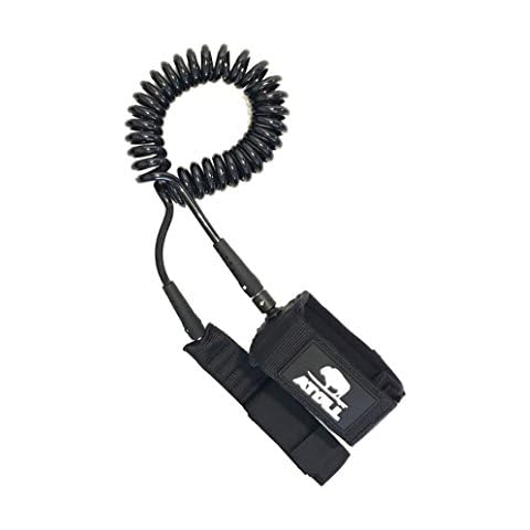 Atoll ISUP Leash for Inflatable Stand Up Paddle Board | 10 ft Coiled Leash TPU Leg Rope | Coiled Wrist Strap -Safe for Stand Up Board or Surf Board Cover