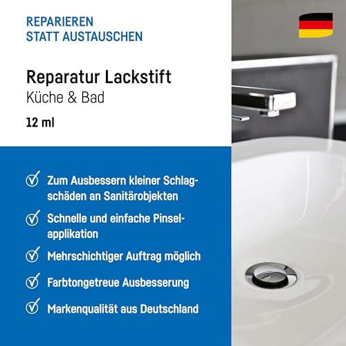 Cramer Reparatur Lackstift weiss alpin - hochwertiger Sanitärlack für Keramik, Emaille & Acryl. Ideal für Badewannen, Waschbecken & Fliesen - schnelle und einfache Ausbesserungen im Bad