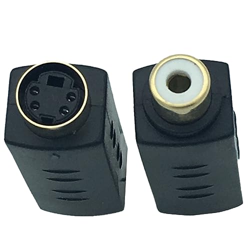 Traovien Adaptador S-Video hembra a RCA hembra, adaptador de cable compuesto de 4 pines, adecuado para micro teléfonos y equipos de audio y más (2 piezas) (4 pines hembra/RCA hembra)