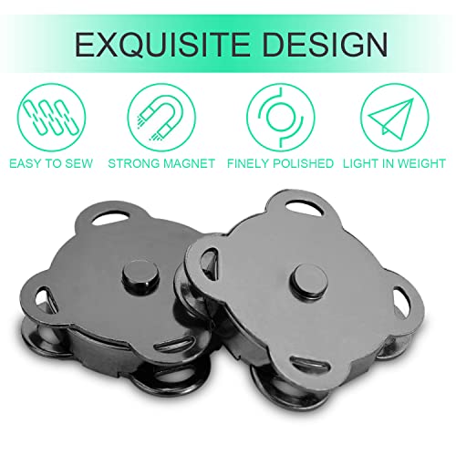 image for CooBigo 12 Sets Magnetic Snaps Buttons Sew in Magnetic Plum Bag Clasps