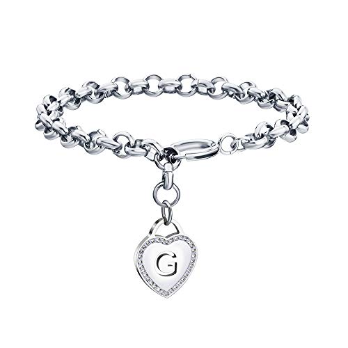 Image of CaleesLLC Letter A to Z Initial Charm Bracelet Adjustable Stainless Steel Anklet Personalized Wrist Link for Women