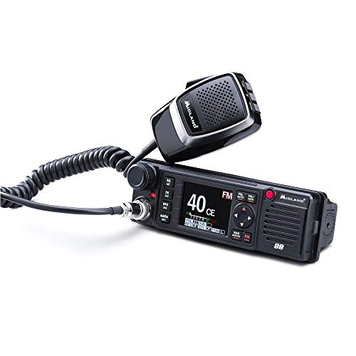 Midland M-88 CB Radio C1435, Transceptor CB Multibanda de 400 Canales para Vehículos, Compacto con Controles Directos en el Micro, Pantalla TFT a Color, Cancelación de Ruido, Enchufe de 6 Pines