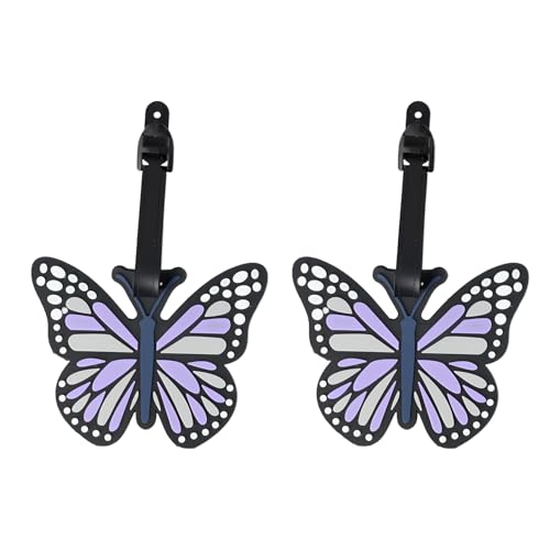 Purple Luggage Tag,2PCS Luggage Identifiers for Suitcases,Suitcase Tags,Personalized Cute Butterflies for Men and Women Travel Bags and Suitcases