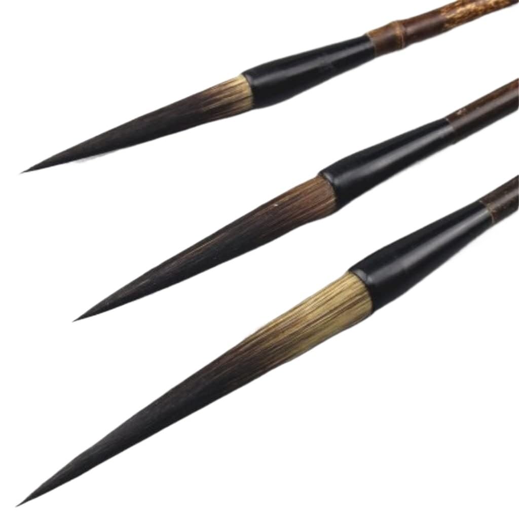 Chinese Calligraphy Drawing Brush, Xiongmao Changfeng Chinese Calligraphy Brush 3pcs Set For Hook Line And Regular Script
