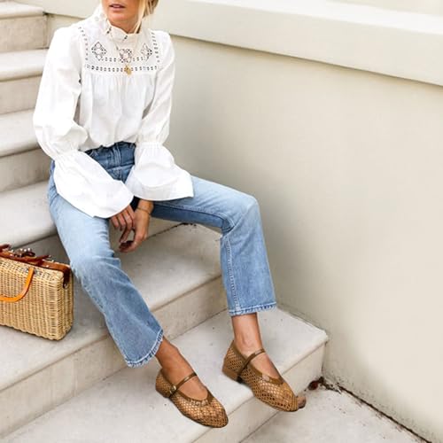 Mesh Flats for Women Ballet Mary Jane Flats Summer Ballet Buckle Strap Ballerina Flat Shoes, Ultra Soft, Arch Support, Breathable Comfy, Office Casual Dressy, Mesh Shoes for Women Black3