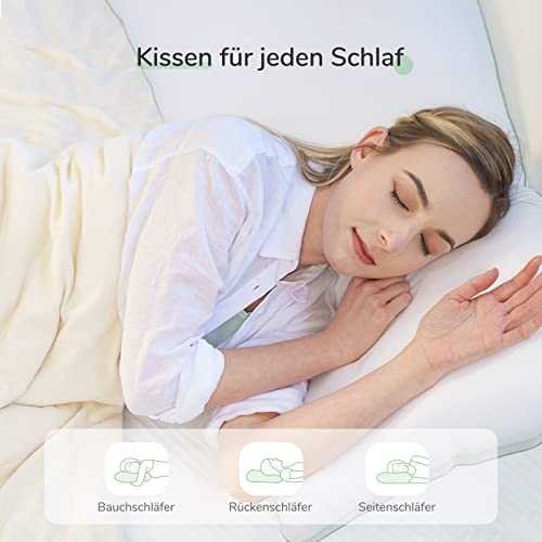 Novilla Kopfkissen 40x80 2er Set, 1960g(980gx2) Höhenverstellbares Kissen Rechteckig Schlafkissen Weiß Bettkissen mit Reißverschluss Waschbarer Kopfkissenbezug - Image 6