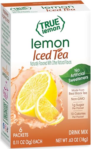 LEMON ICED TEA MIX by TRUE LEMON | Instant Powdered Drink Packets That Quench YOUR Thirst, Mouth Watering True Citrus LEMON (ICED TEA), 6 Count (Pack of 4)
