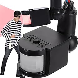 Sensores Volumetricos Para Exterior RetooSensor de Movimiento infrarrojo Ajustable Negro para luz Exterior Interruptor Detector PIR Sensor de Movimiento Ajustable de 180 ° para LED IP44 Interruptor de luz de Pared Interruptor