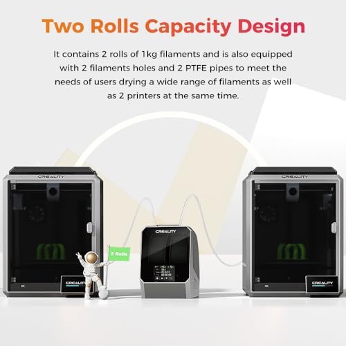 Creality Offiziell 2 Rollen 3D Drucker Filament Trockner, Space Pi Filament trockner Plus with 360° Heating, 2KG Upgraded Filament Trockner Box Support PLA ABS PETG TPU 1.75/2.85mm