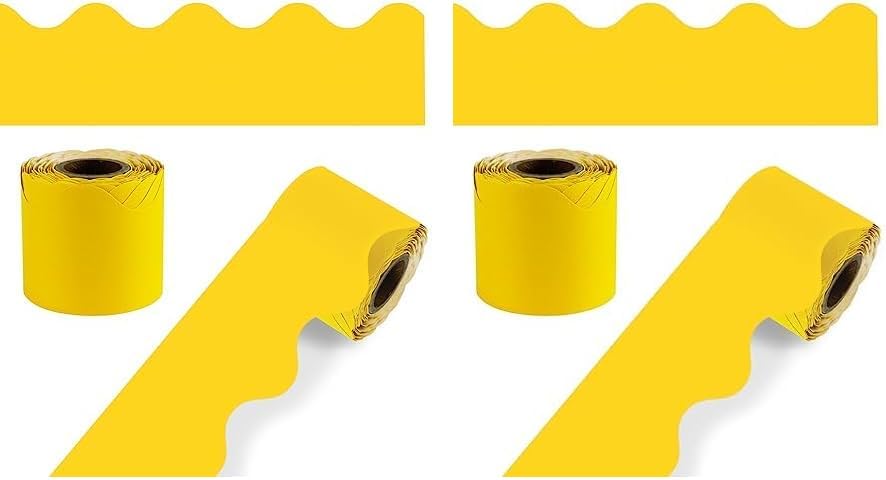 Carson Dellosa - Bordes de tablón de anuncios amarillo festoneado de 36 pies, bordes de aula para tablón de anuncios, pizarra blanca, tablero de