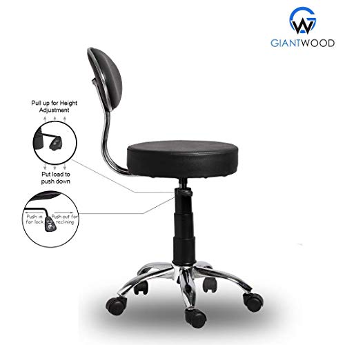 Image of Stool Revolving Office Chair for High Back Support with Rolling Moving Wheels Spine Lumbar and Ortho Backrest , Set of 2