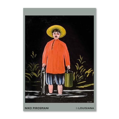 �f���}�[�N ���C�W�A�i�ߑ���p�� �|�X�^�[ Niko Pirosmani ? Fisherman in red shirt A1 59.4×84.1cm