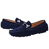 Jamron Mens Elegant Buckle Loafers Comfort Suede Driving Shoes Stylish Moccasin Slippers Navy SN19020 UK8 #4
