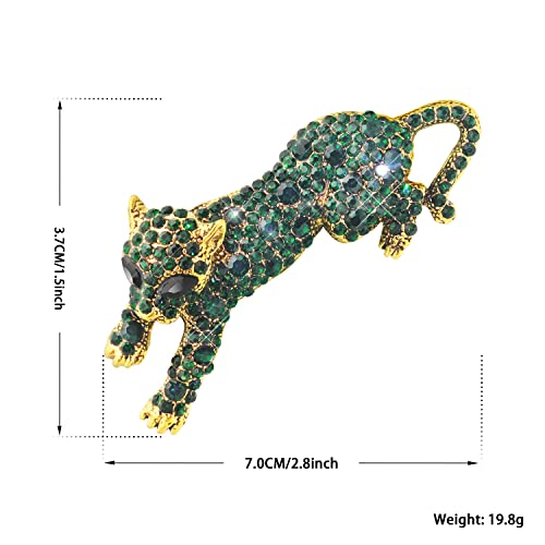 Image of Fashion Women Men Vintage Leopard Brooch Colorful Full Rhinestones Crystals Wild Animal Corsage Lapel Pin Birthday Gift Party