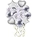 Produktbild TheStriven Metallische Partyballons Latexballons Folienballon Luftballon Set Konfetti Luftballons & Latex Ballons mit Bändern Konfetti Luftballon Set für Geburtstag Hochzeit Dekor (14 Stück,Silber)