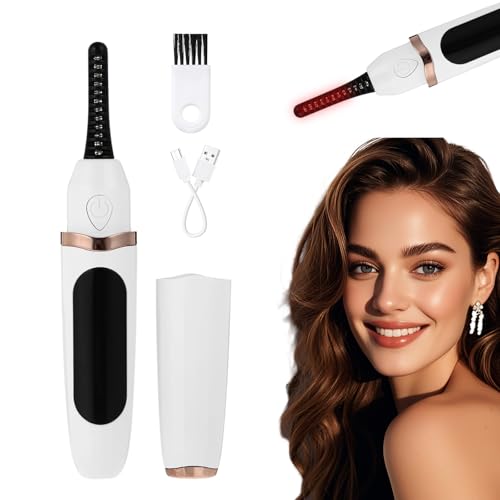 Rrizador Pestañas Electrico Whisper White, Rizador de Pestañas Termico Portátil 3 Ajustes de Temperatura Calentamiento en 10 Segundos Intelligent Power Off Natural Long Lasting Makeup