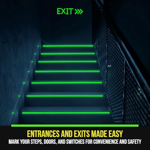 Image of Lockport Glow in The Dark Tape - 30 Ft x 1 Inch - Bright, Rechargeable, & Long-Lasting Fluorescent Tape - Luminous Tape for Halloween, Night Decorations, Outdoor Sports and Home Marking