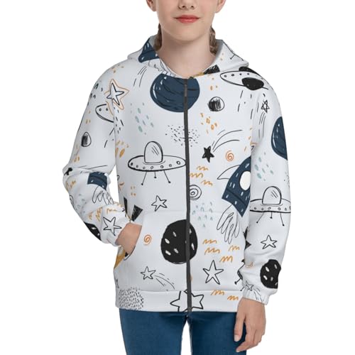 Cartoon Planets Kids Pullover Hoodies Boys Zip Up Sweatshirts Girls Athletic Clothes with Pocket3