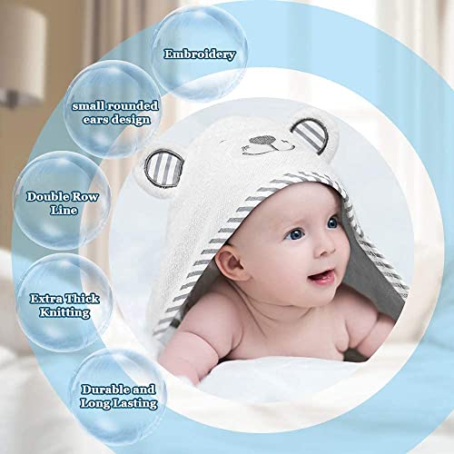Lila Baby Hooded Towel Organic Bamboo Baby Bath Towels For Toddlers, Absorbent Thick, Ultra Soft, Large 35'' X 35'', 2 Washcloth, Perfect Baby Towels And Washcloths With Cute Ear Design, 2003T, White #TOP4