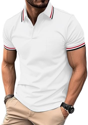 zitysport Poloshirt Herren Kurzarm mit Brusttasche Polo | Polohemd Herren Kurzarm Atmungsaktives Golf Polo Shirt Männer Sommer Shirts Sport Basic Slim Fit Tshirt