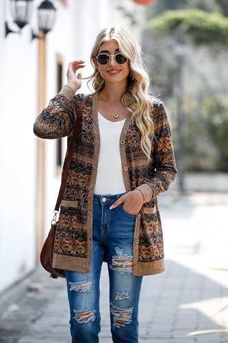 GRECERELLE Women's Long Sleeve Open Front Cardigan Button Down Ribbed Lightweight Knit Outerwear with Pocket2