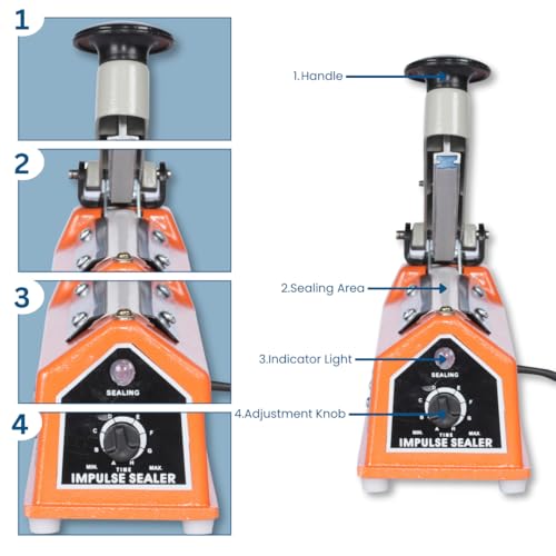 Image of SMART PACK Impulse Type Hand Sealer Machine For Silver, LD, PP, HM And Laminated Pouches Sealing | Pouch Packing Machine | Heat Sealer | Plastic Sealer | Pack of 1 Size 20 INCH