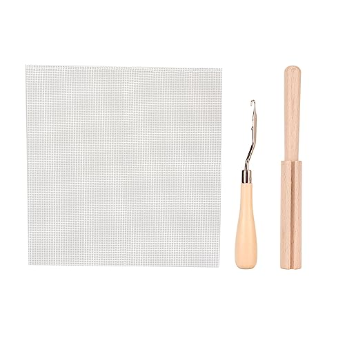 TANIQIACA Hook Kit with Blank Rug Hooking Mesh, Wooden Handle Crochet Hook for Versatile DIY - for Craft Enthusiasts