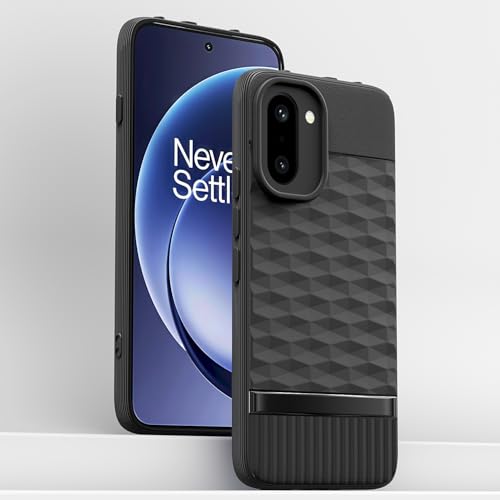 Image of Pikkme Back Cover for OnePlus 15R 5G Soft Grip 3D Hexa Cube Texture Silicone Bumper Case (Black)