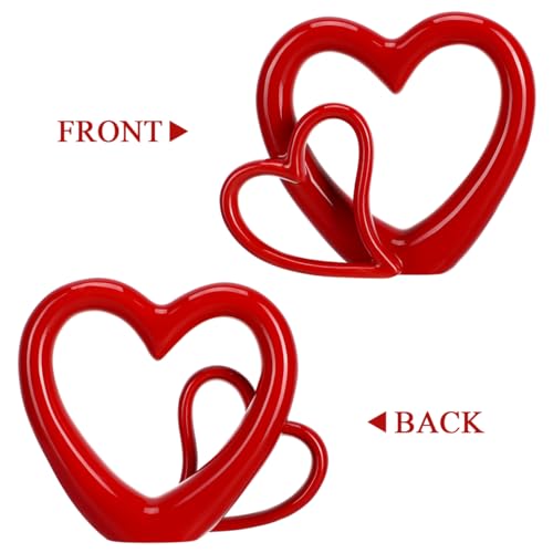 Figura de corazón rojo de cerámica para decoración miniatura 3