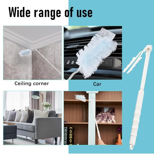 Image of Colingmill 12 Pcs 3 ft Replacement Handles Compatible with Duster Refills, Long Extended Handle Only, Adjustable Length for Ceiling Fans, Blinds, Shelves, Windows, Foldable & Extendable (White)