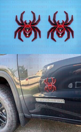 Image of 2Pcs Custom Spider Emblems Left Right Car Badge for Universal Car Body Motorcycle SUV Widow Door Edition Decoration (Redline)