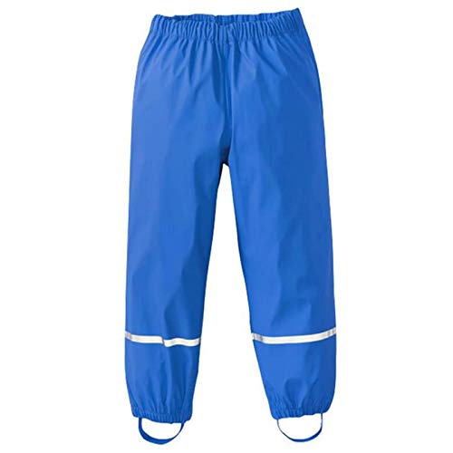 Chedin Unisex Regenhose Kinder, Regenhose Damen wasserdicht und Winddicht, Hose Atmungsaktiv Matschhose, ungefüttert Regenbundhose Überziehhose für Mädchen Jungen (122, Blau)