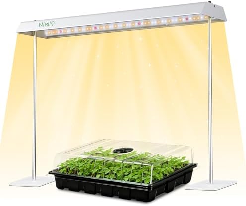 Niello Pflanzenlampe mit Ständer, Vollspektrum LED 60W für Zimmerpflanzen | höhenverstellbar 30-60 cm, 10 dimmbare Stufen, 4/8/12h Timer, Aluminiumlegierungsrahmen