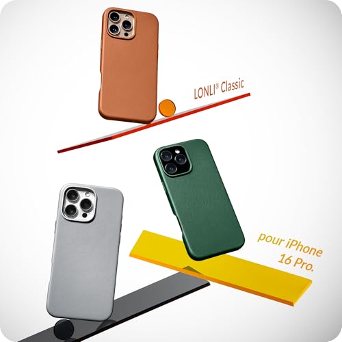 Coque cuir véritable iPhone 16 Pro fini les rayures étui MagSafe