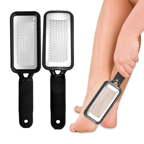 JYNXOR 1pz Lima Pies Durezas Profesional,Raspador Doble Textura para Eliminar Callos y Talones Agrietados,Lima Pies Durezas,Acero Inoxidable Antideslizante con Mango Ergonómico,Pedicura Manual en Casa