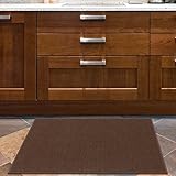 Ottomanson Ottohome Collection Non-Slip Rubberback Modern Solid Design 2x3 Indoor Area Rug/Entryway Mat, 2'3' x 3', Brown