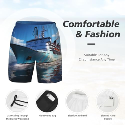 Men's Swim Trunks Quick Dry Board Shorts Ocean Ferry Boat Beach Shorts with Pocket Bathing Suits for Men4