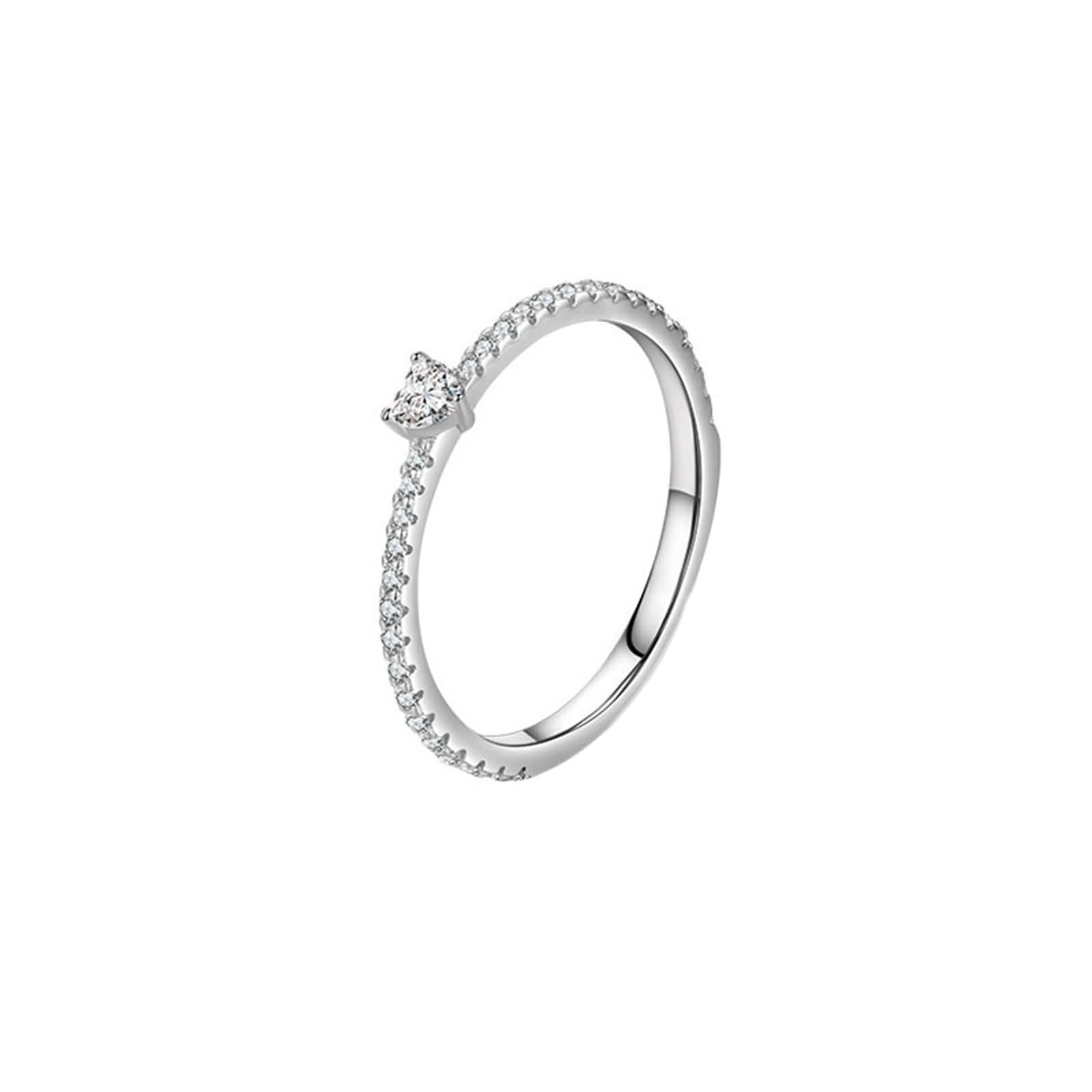 Fedine Fidanzamento Oro Bianco 9 K/14 K/18 K Donna, 3x3,5mm Cuore con Moissanite, Anello in Argento Eternity Donna
