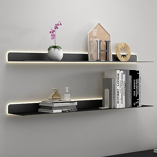 Étagères lumineuses en métal noir modèle flottant pour livres