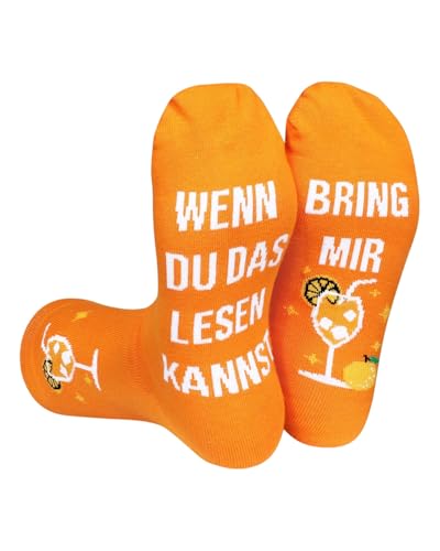 BPTRKOM 1 Paar Socken Geschenk für Liebhaber - Lustige Socken mit "Bring mir Aperol"-Aufdruck - für Geburtstag, Weihnachten & Karneval (Gr. 38-46)