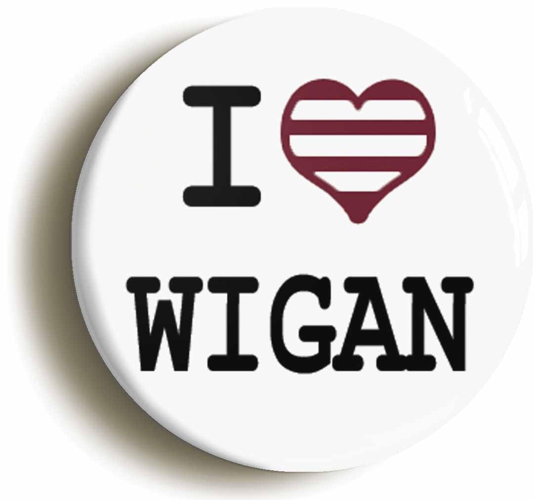 I Heart Love Wigan rl Fridge Magnet (Circular 2inch / 50mm Diameter)