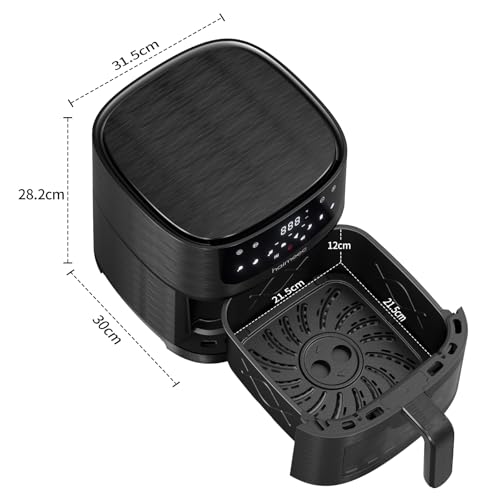 HAIMEEC Airfryer 6L, Heißluftfritteuse mit Sichtfenster, Fritteuse ohne Öl mit Shake-Reminder, Antihaftbeschichtet, 30-200°C, 78 Rezepte… – Ansicht 3