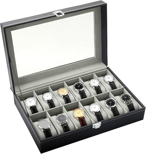 ITISMUNGO Watch Box Organizer 12 Slots – Upgraded PU Leather