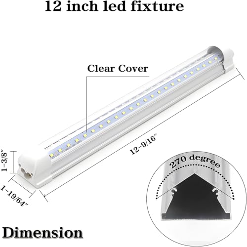 Image of KALINA T8 V-Shape Integrated Single Fixture, 1FT Led Tube Light, 1080lm, 6000k White, 9W, Utility Shop & Under Cabinet Light, Corded Electric with Built-in ON /Off Switch