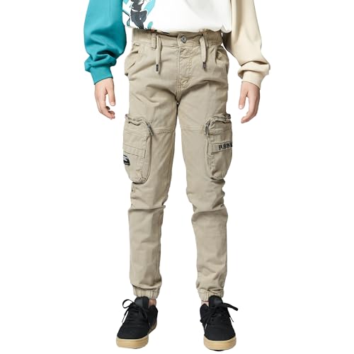Boys Fashion Sweatpants Cargo Pants with Pockets Tactical Khaki Pants