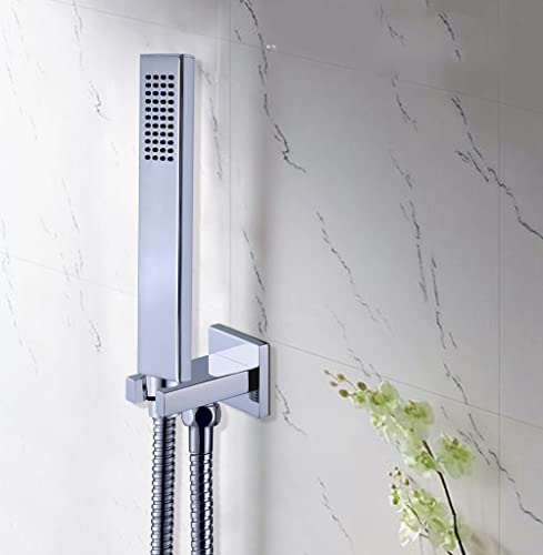 Pommeau de douche à main carré en laiton robuste et pack flexible