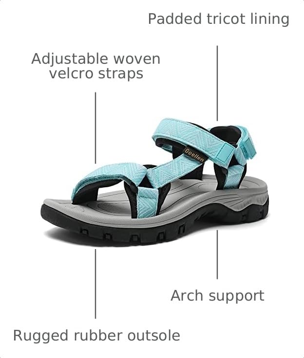 Image of Women's Hiking Sport Sandals Water Outdoor Athletic Shoes With Arch Support Adjustable Velcro Beach Shoes