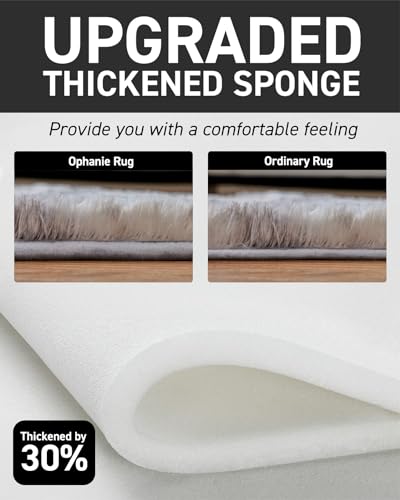 image for Ophanie Upgrade 8x10 Rugs for Living Room, Grey&White, Fluffy Shaggy S
