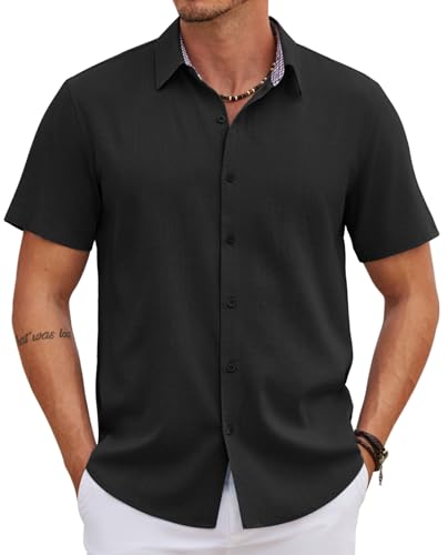 Chemise en lin homme manches courtes COOFANDY pour été et vacances