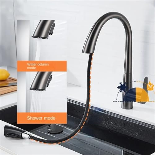 Robinet de cuisine avec douchette cachée extractible et bec pivotant - 3